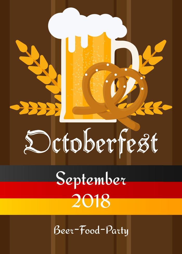 fond de bannière de décoration traditionnelle de célébration de l'oktoberfest. carte d'invitation de carnaval de vecteur d'illustration de bière en verre bavarois. concept de modèle de fête de festival allemand