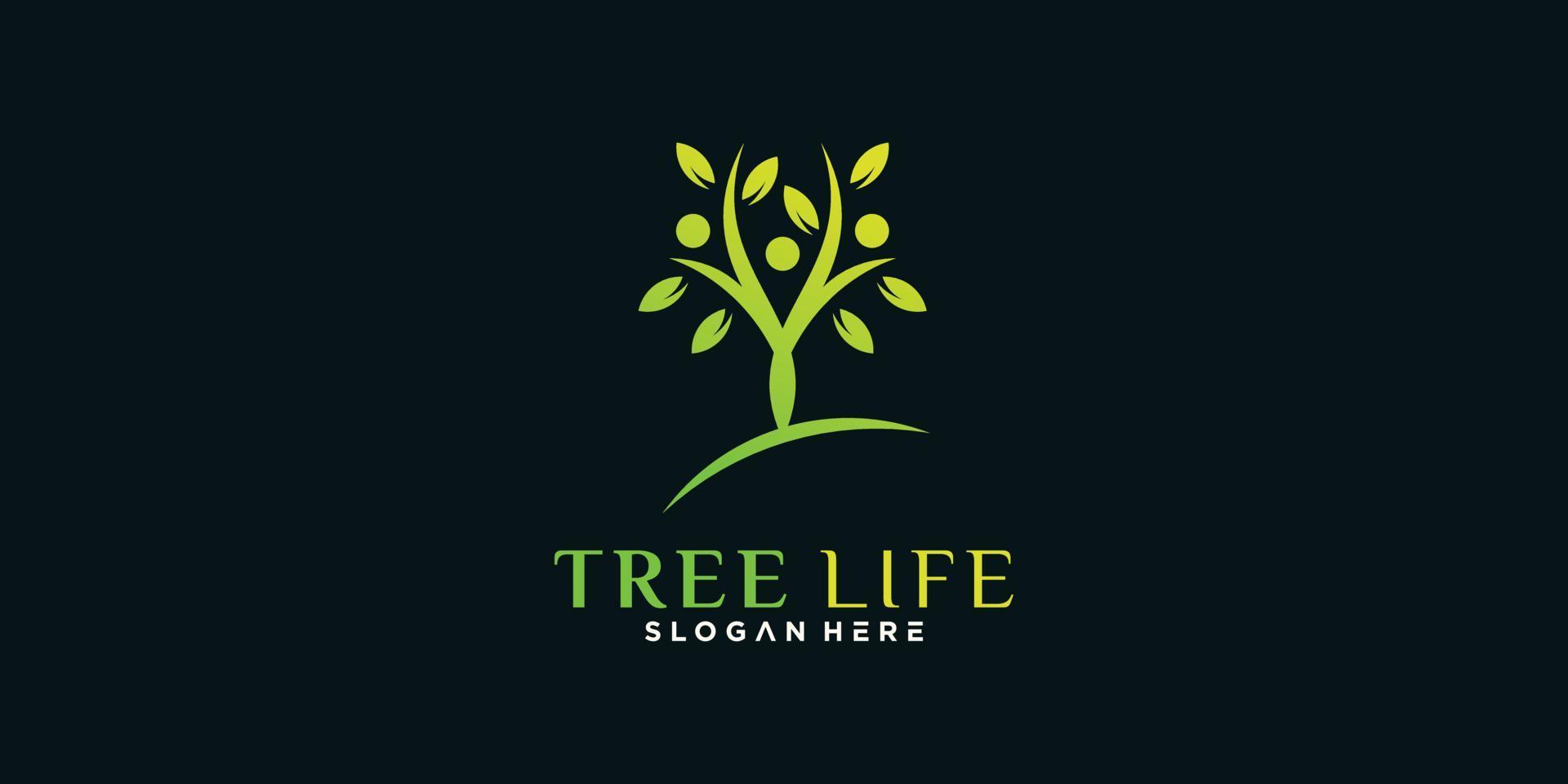 modèle de conception de logo arbre vie avec vecteur premium concept unique