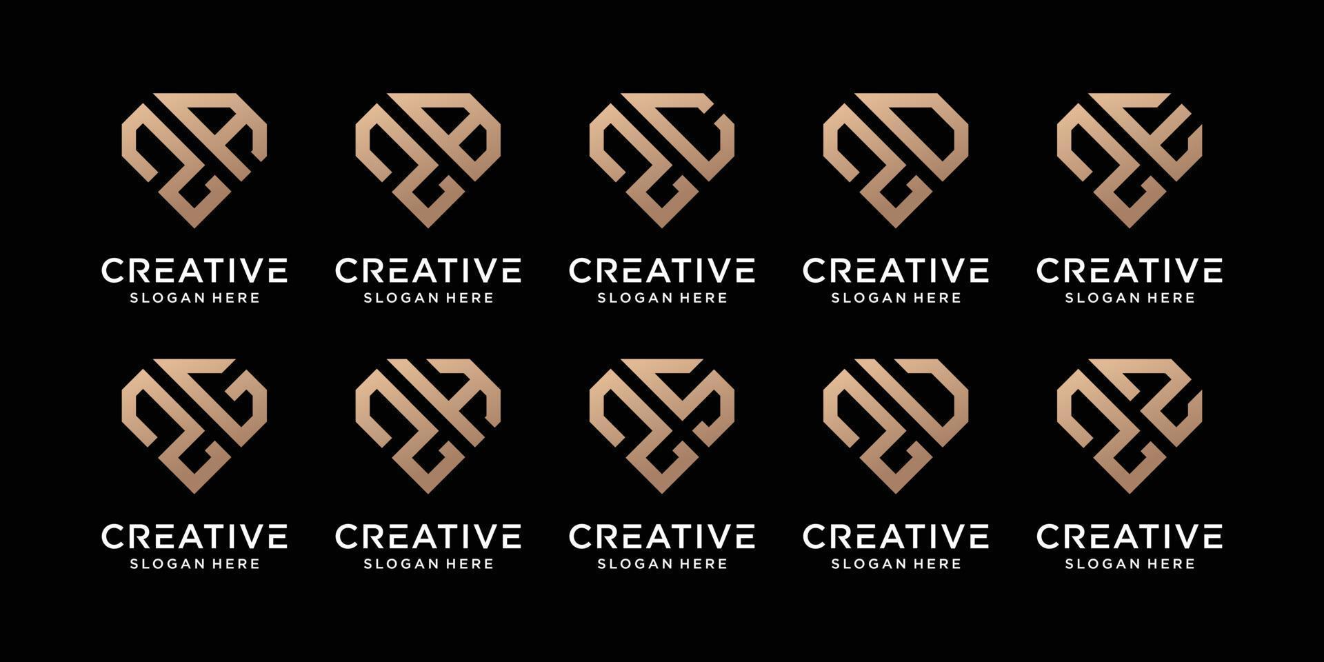 ensemble de modèle de conception de logo monogramme bundle créatif lettre initiale z combiné avec d'autres. icônes pour entreprise et personnel. vecteur premium