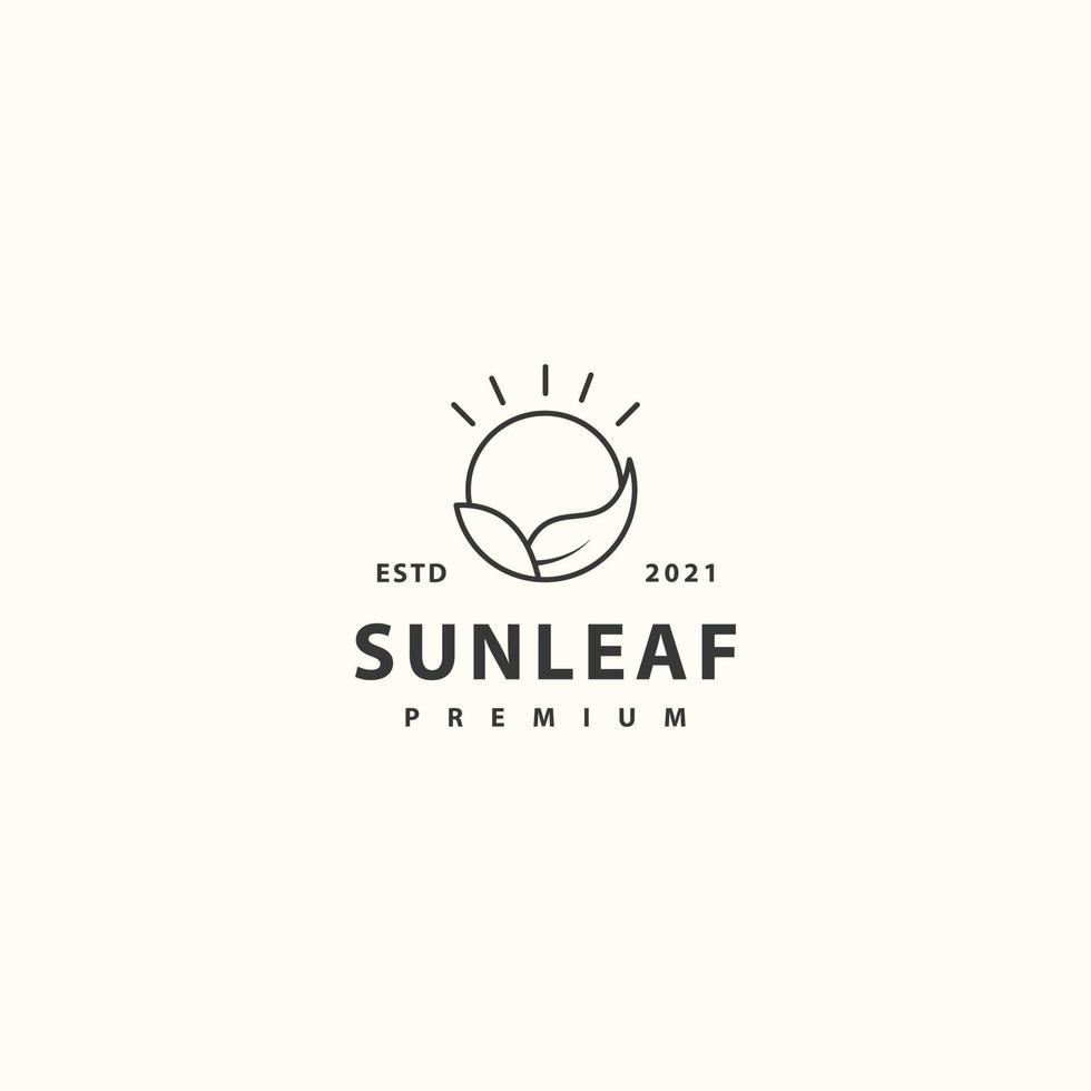 soleil feuille icône signe symbole hipster vintage logo design vecteur