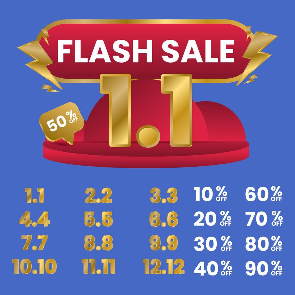 modèle de promotion de bannière de vente flash. Collecte du 1.1 au 12.12. vecteur
