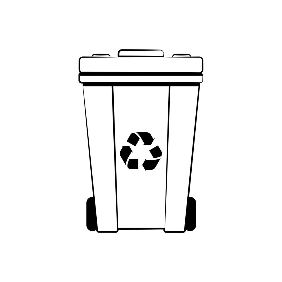 icône noire de la ligne de recyclage des déchets. mode de vie zéro déchet. vecteur