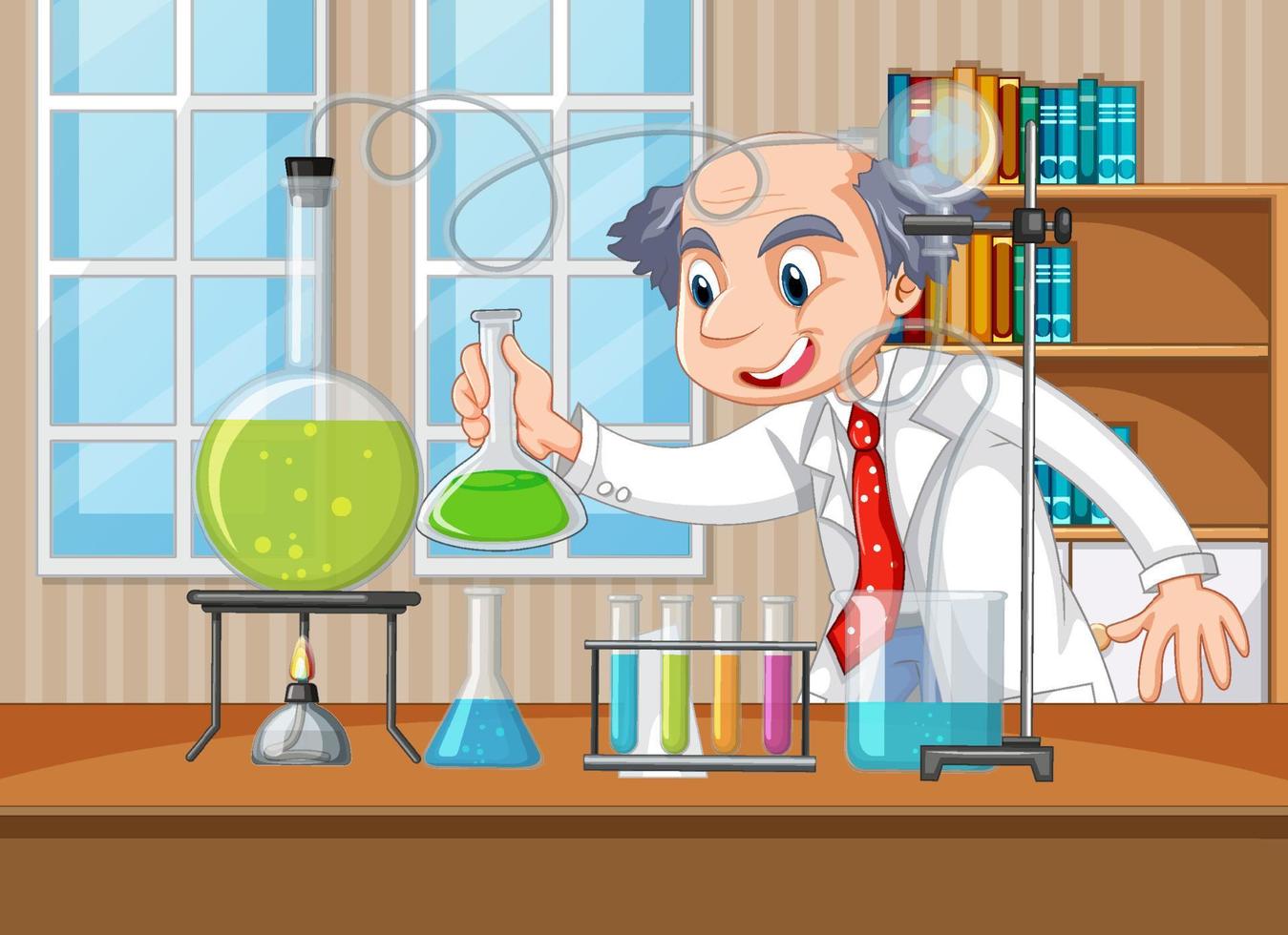 scène de laboratoire avec personnage de dessin animé scientifique vecteur