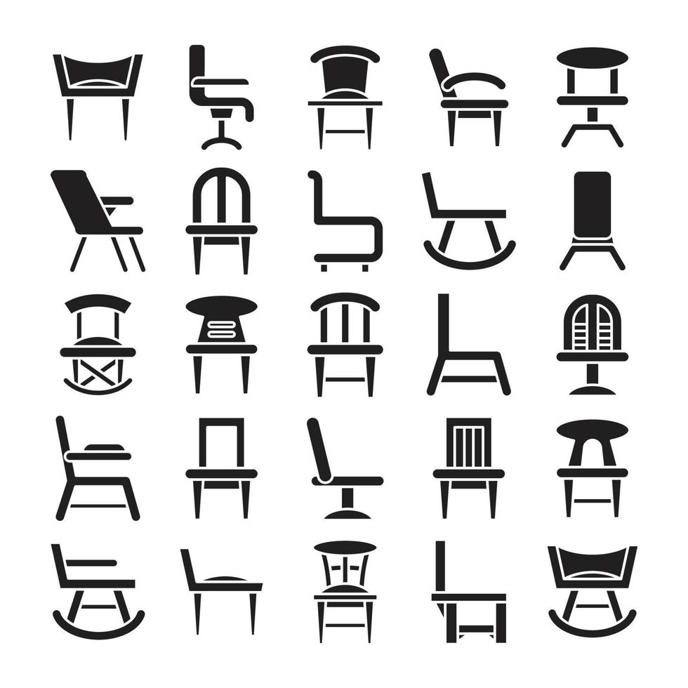 jeu d'icônes de fauteuil à bascule et de chaise vecteur