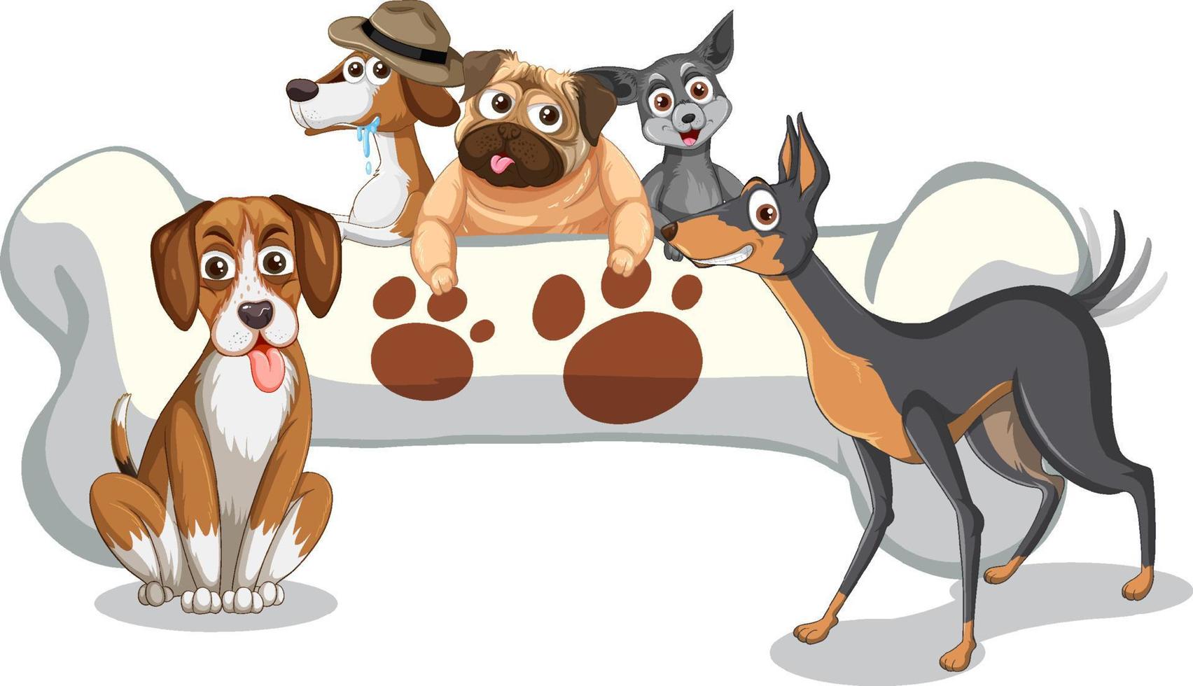 un groupe de chiens en style cartoon vecteur