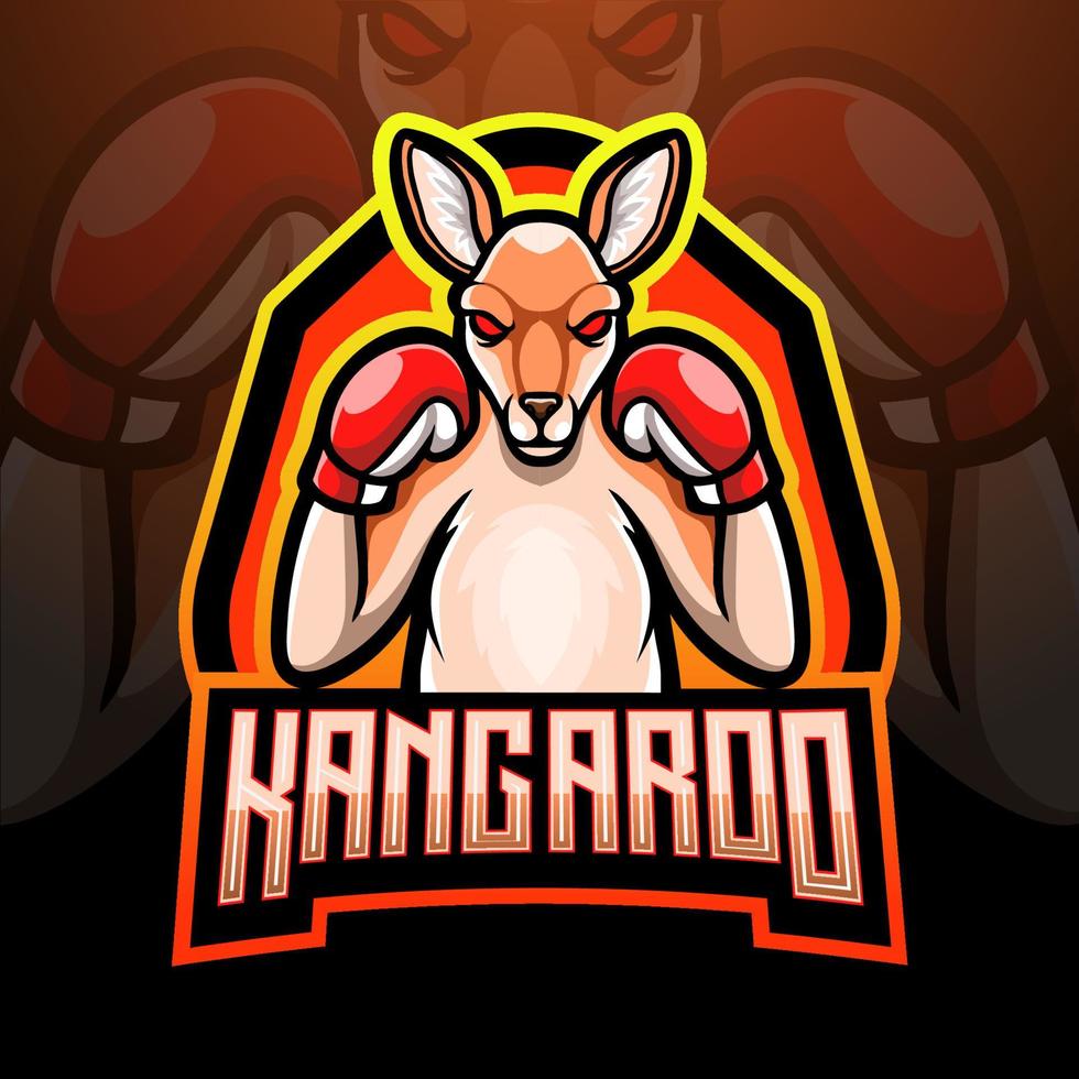 conception de mascotte de logo kangourou esport vecteur