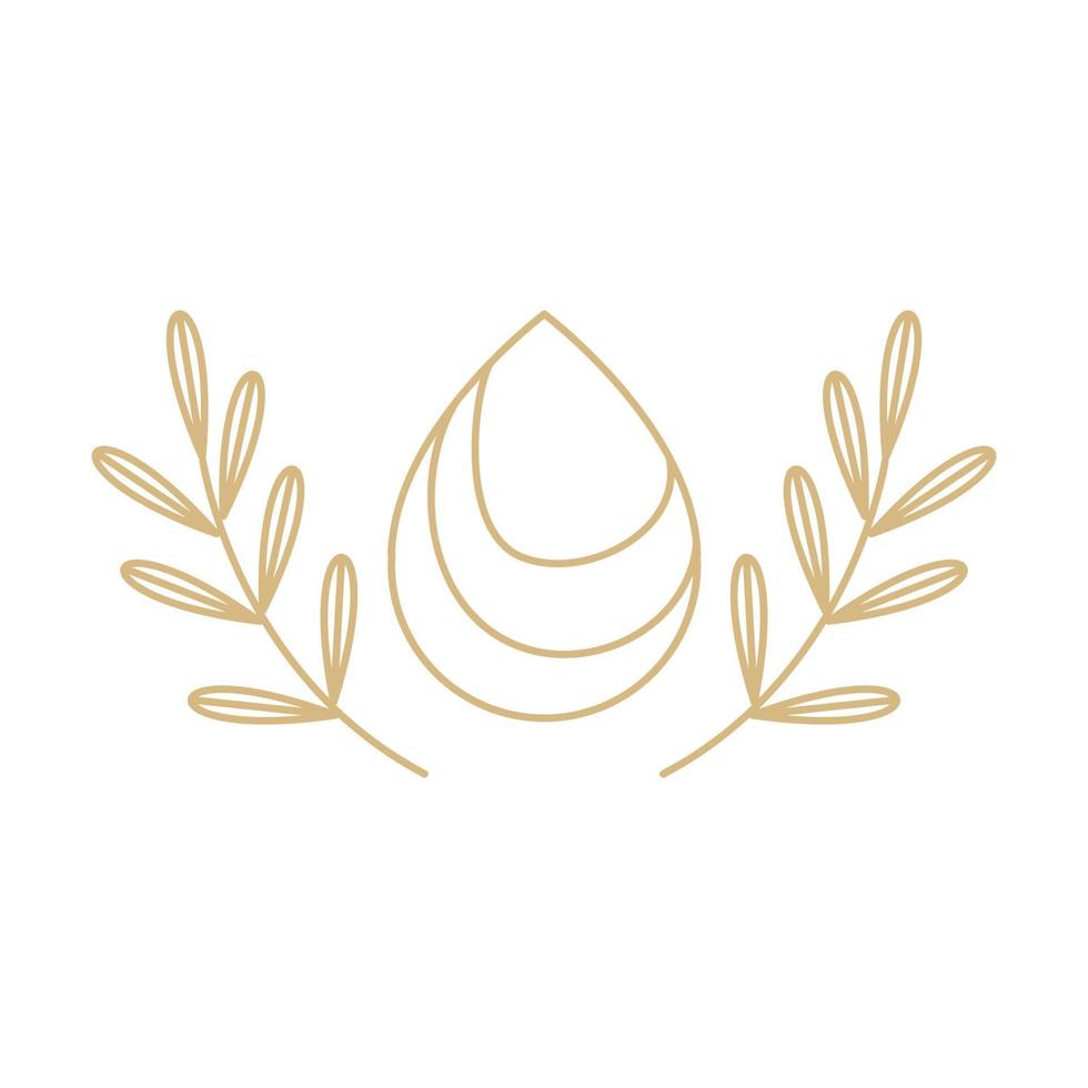 goutte d'huile d'olive en ligne avec création de logo de feuille, illustration d'icône de symbole graphique vectoriel idée créative