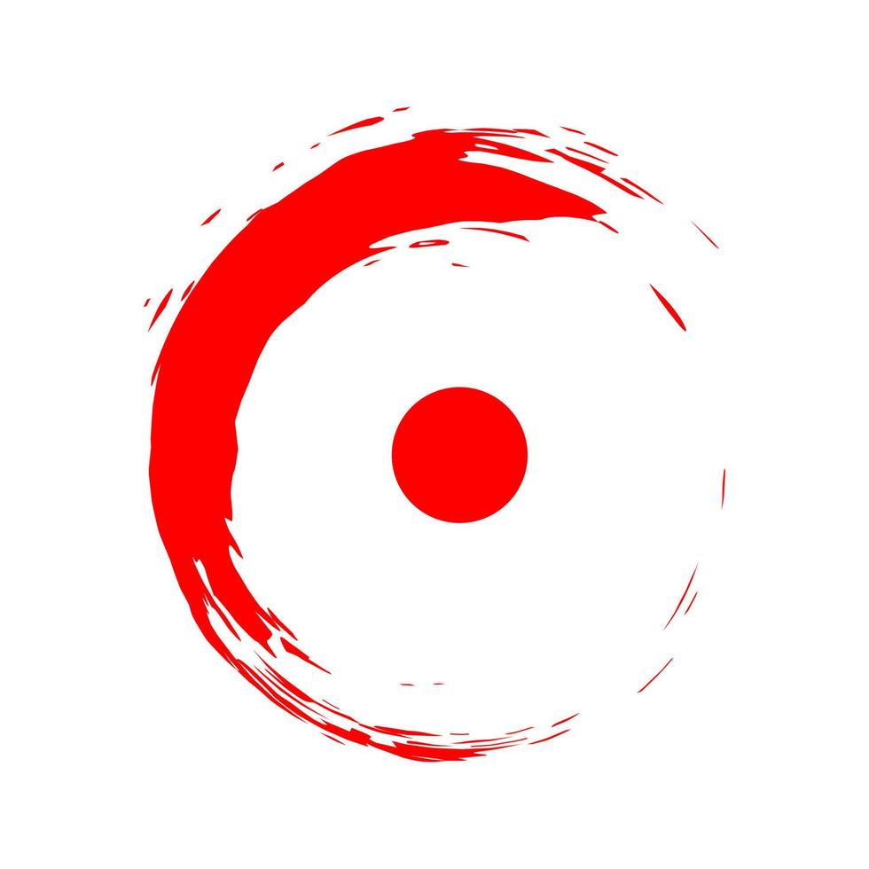 création de logo de cercle d'art de brosse japon rouge, illustration d'icône de symbole graphique vectoriel idée créative