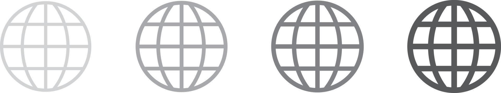 collection d'icônes globus.symbole de kontakt web. globus noir scénographie.illustration vectorielle vecteur