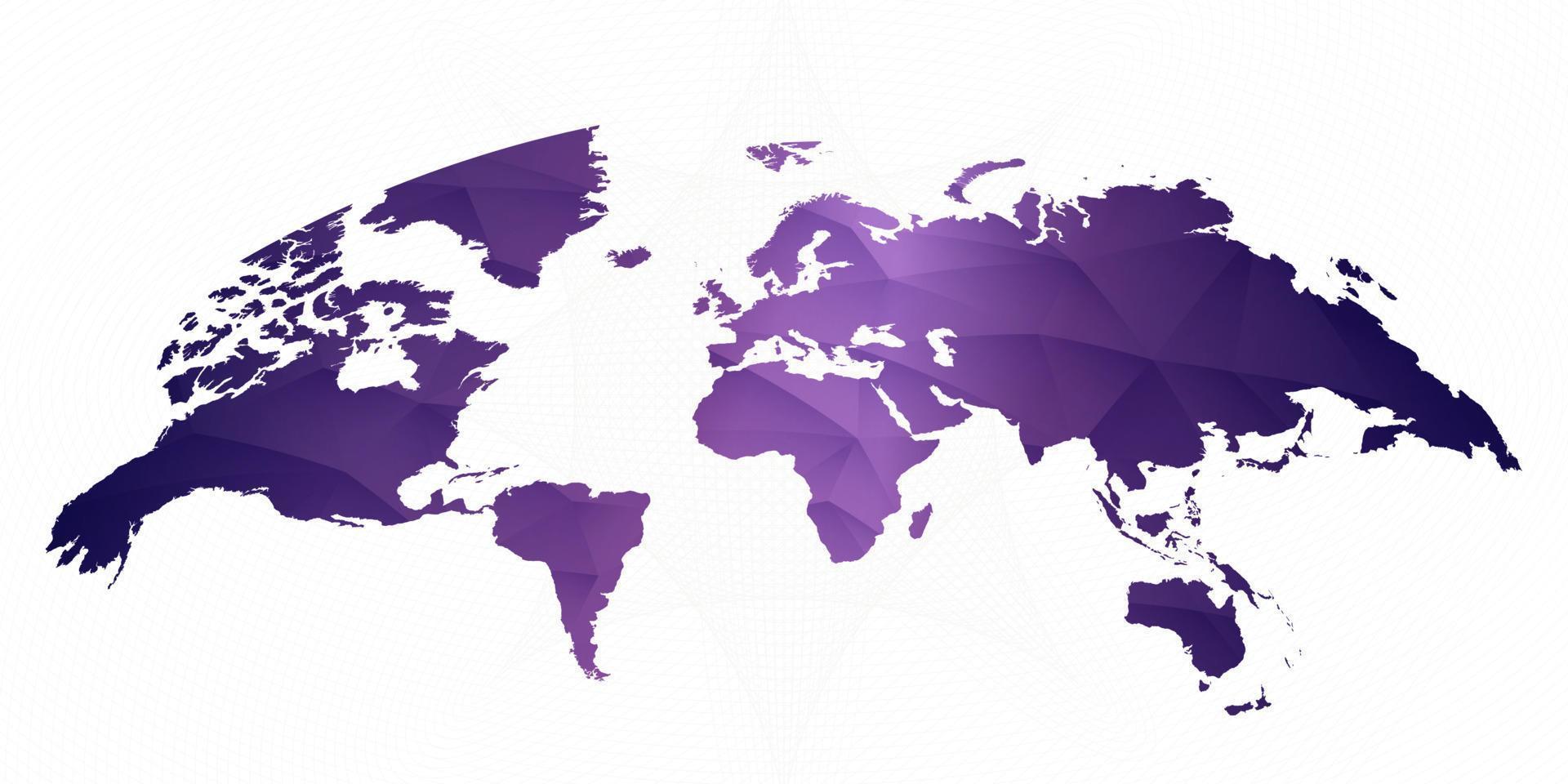 carte du monde sur fond abstrait ligné en dégradé de couleur ultra violet. vecteur