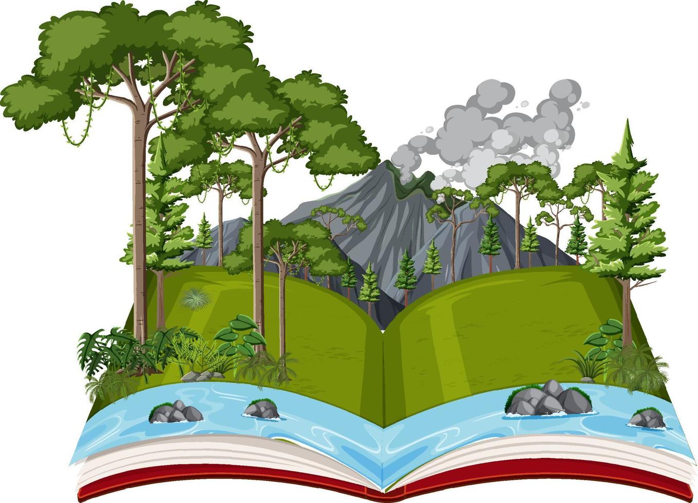 livre avec scène de forêt vecteur