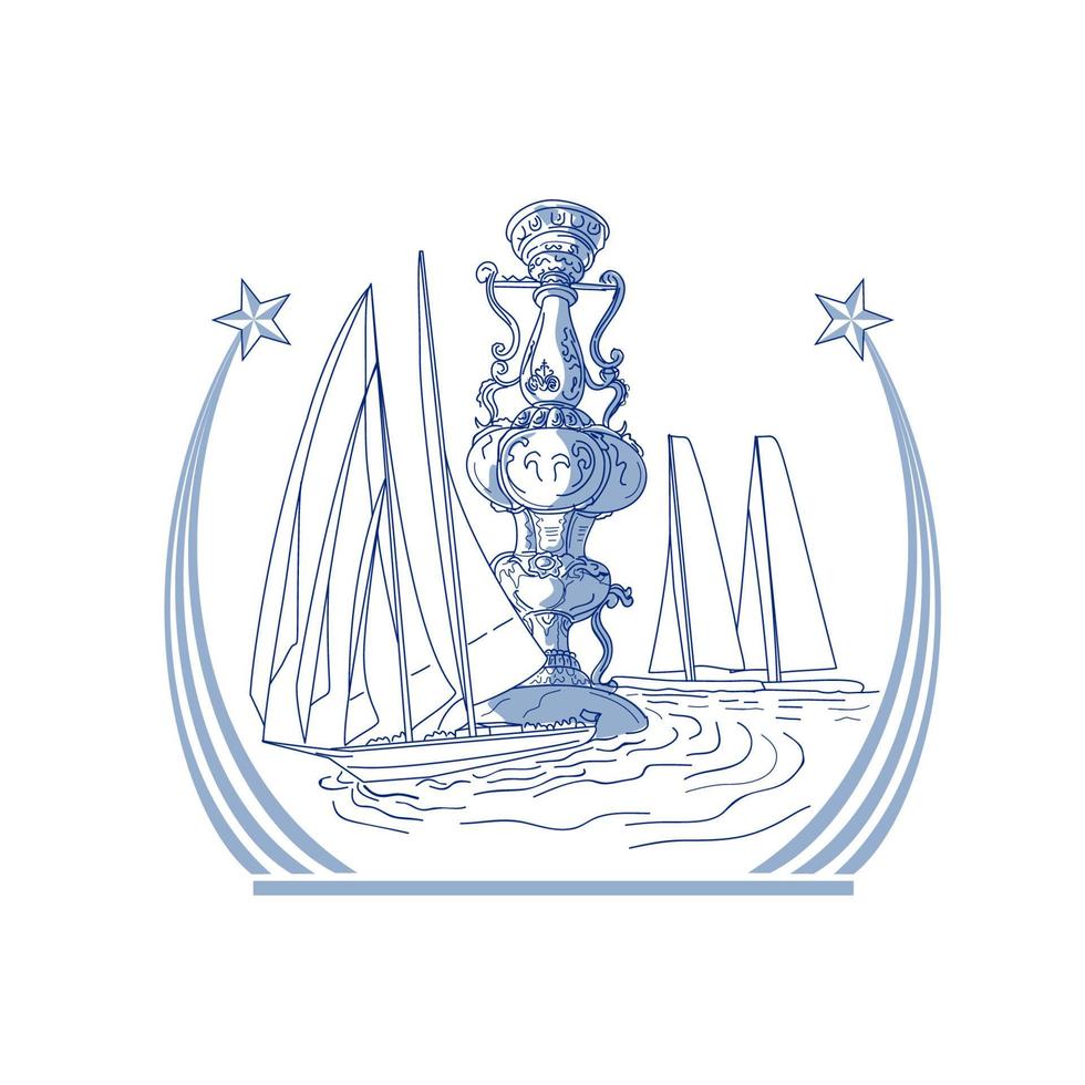 dessin de la coupe du trophée de course du yacht club vecteur