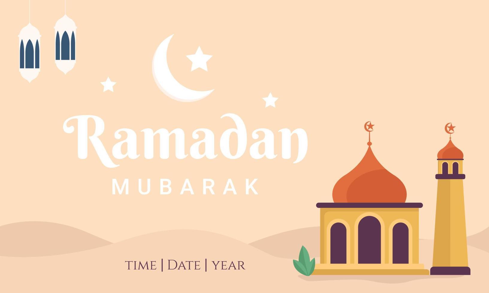 carte de voeux ramadan moubarak, modèle de bannière vecteur