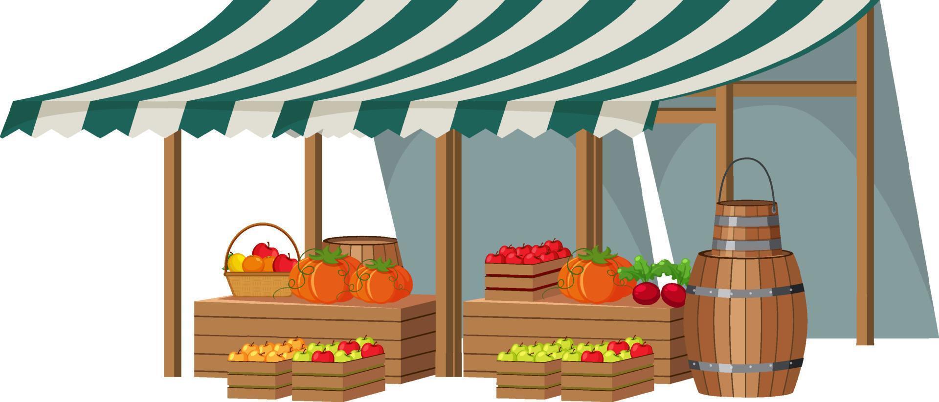 concept de marché aux puces avec magasin de fruits vecteur