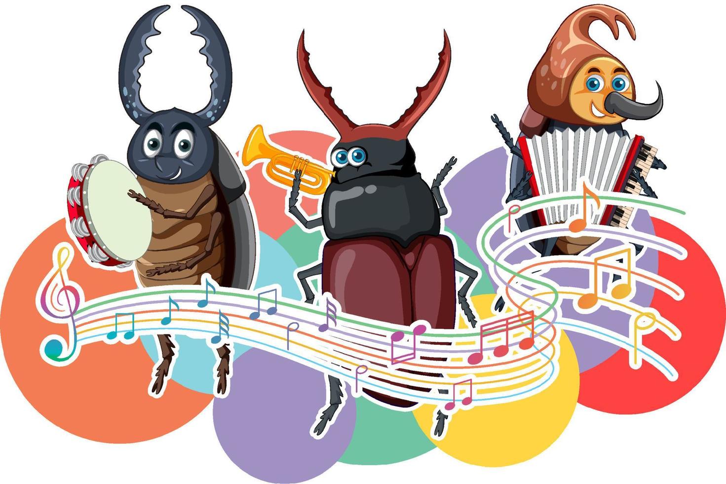groupe de coléoptères jouant de la musique ensemble vecteur