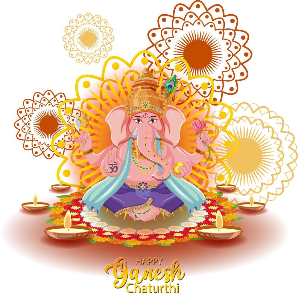 affiche de ganesh chaturthi heureux vecteur