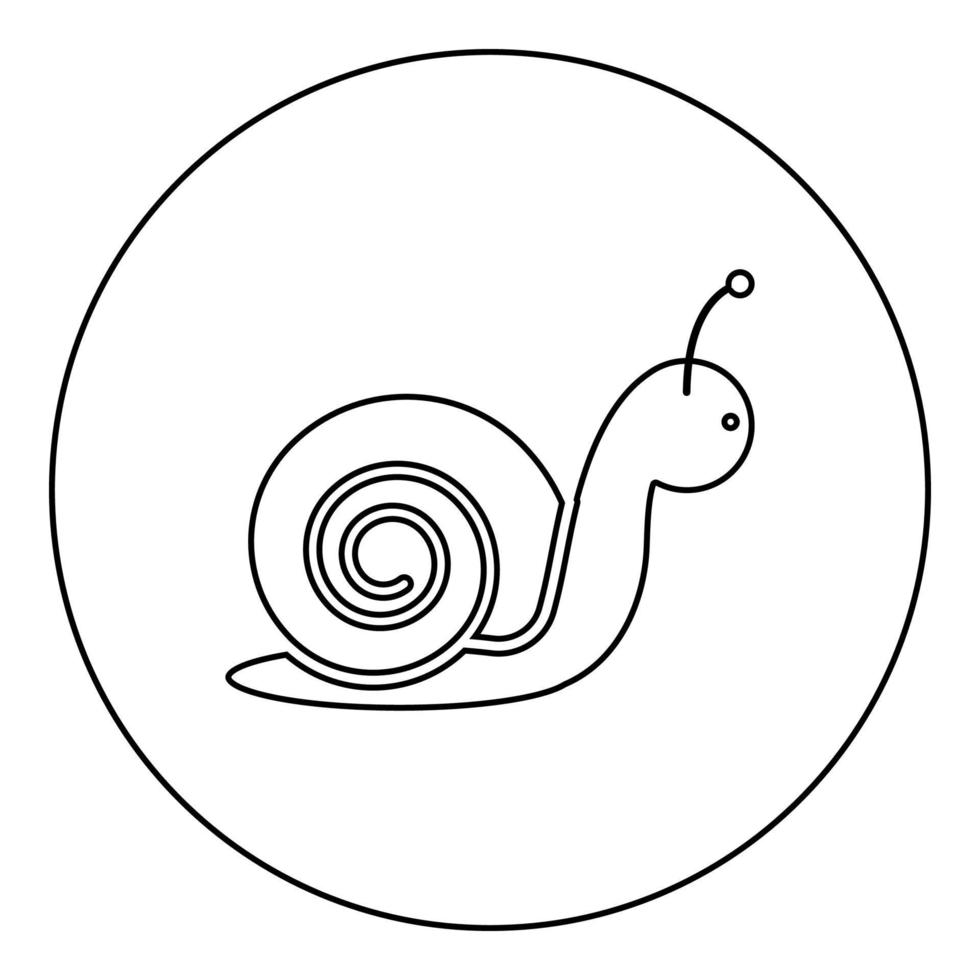 L'icône d'escargot de couleur noire en cercle rond vecteur
