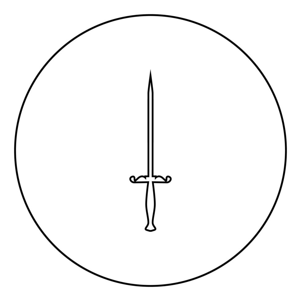 stylet couteau stiletto icône en cercle contour rond illustration vectorielle de couleur noire image de style plat vecteur