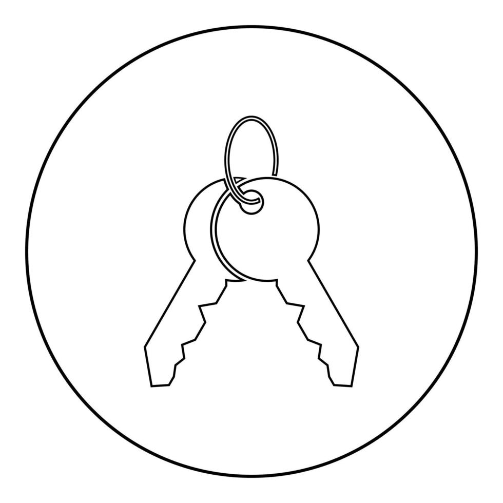 trousseau de clés sur l'icône de l'anneau en cercle autour de l'illustration vectorielle de couleur noire image de style de contour solide vecteur