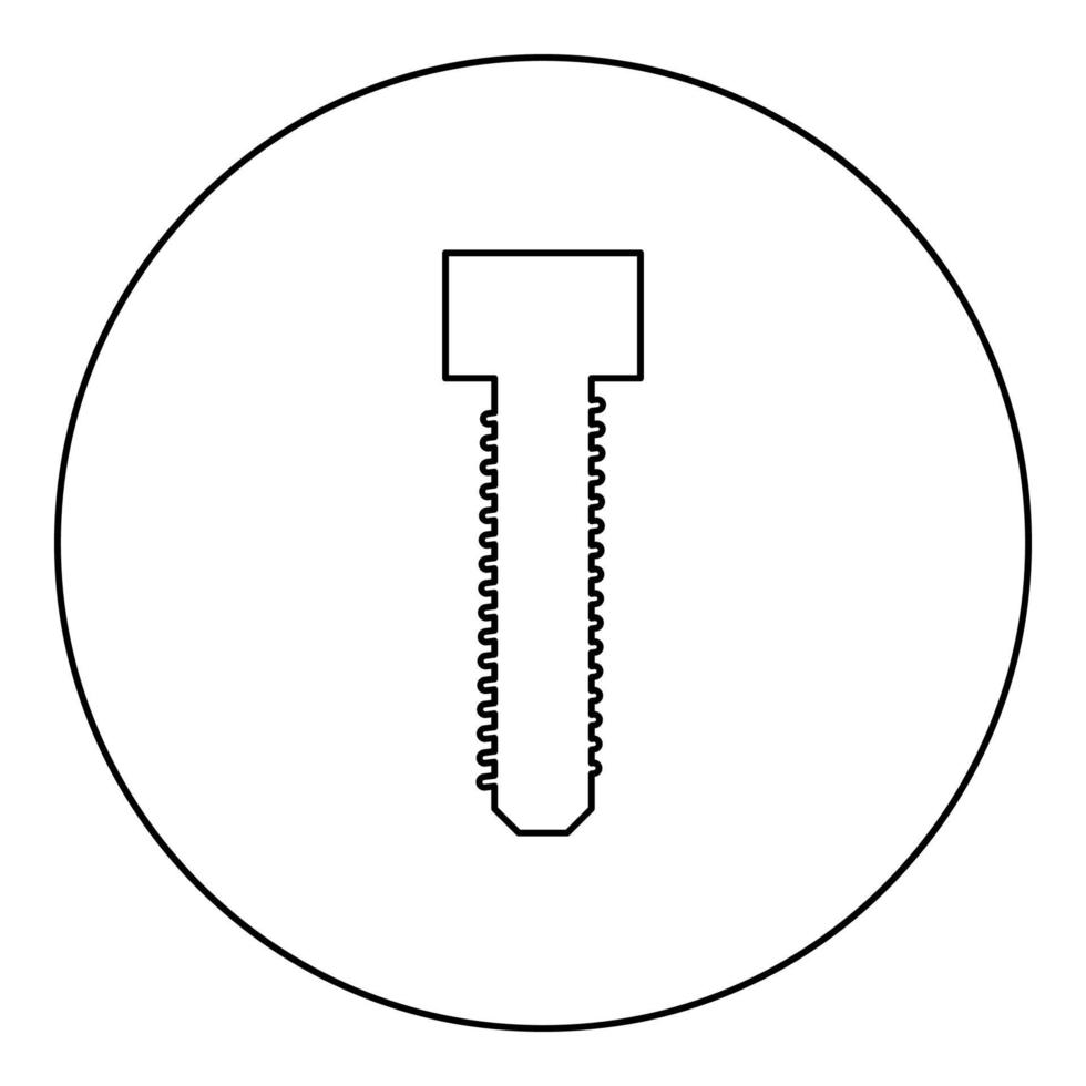 vis boulon dag icône en cercle rond couleur noire illustration vectorielle image de style contour solide vecteur