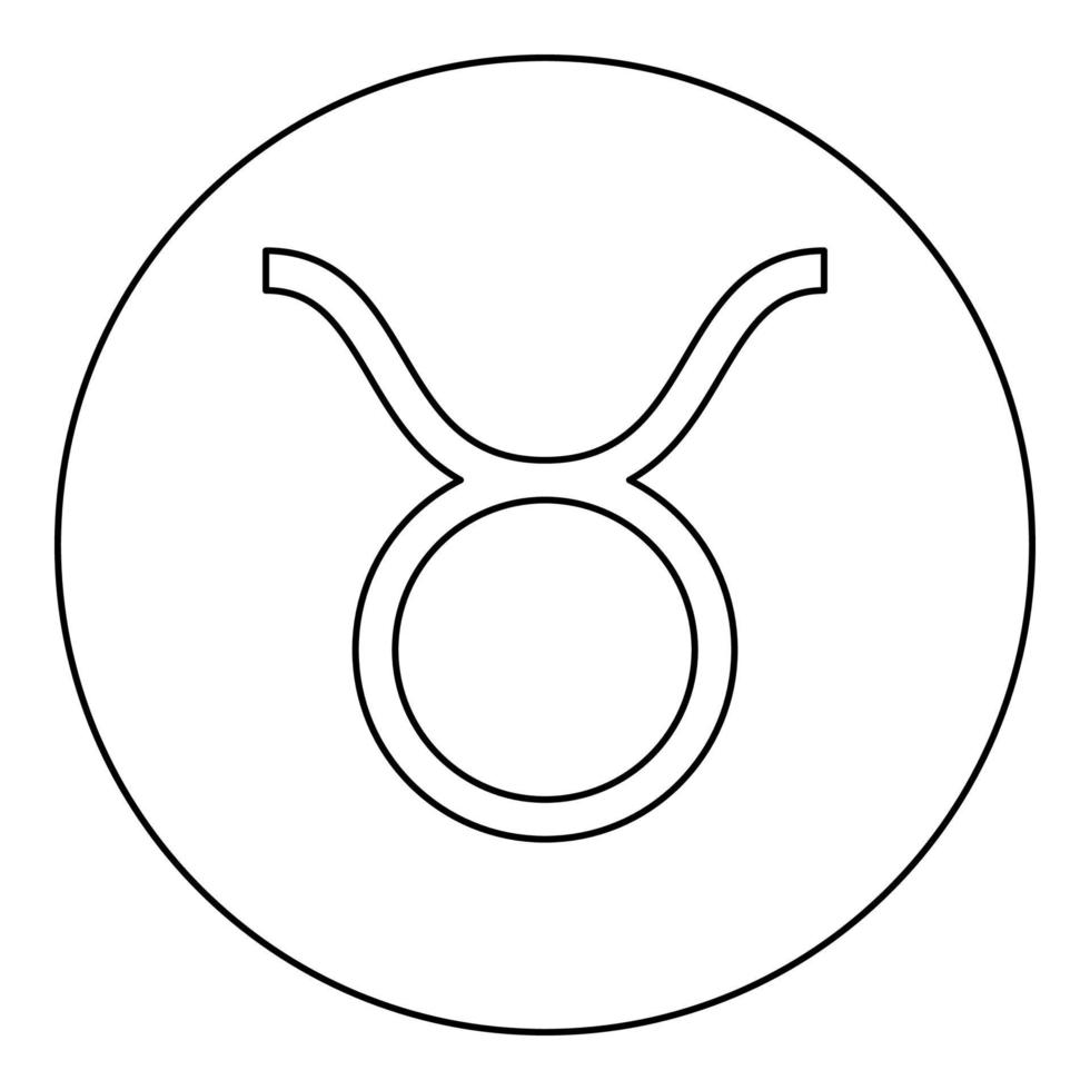L'icône symbole taureau couleur noire en cercle rond vecteur