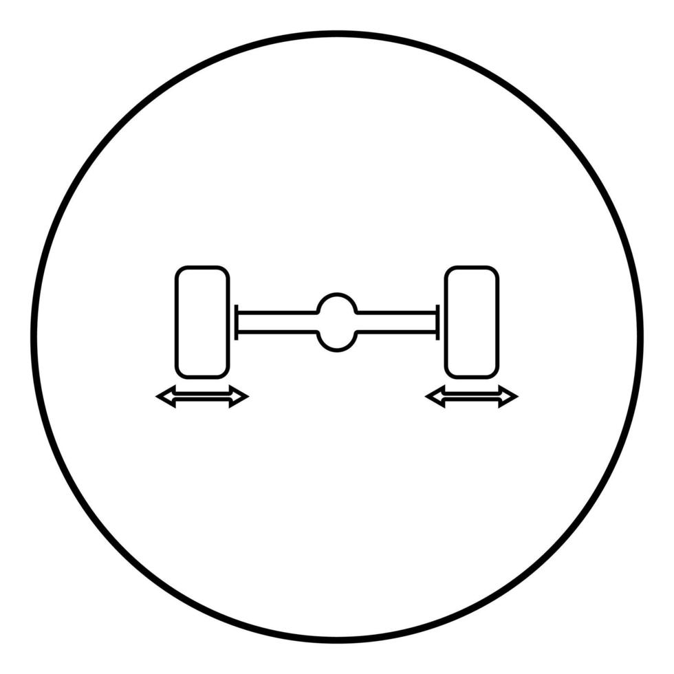 Réparer les roues de voiture de l'ordinateur de l'icône de l'équilibreuse de roue illustration couleur noire en cercle rond vecteur