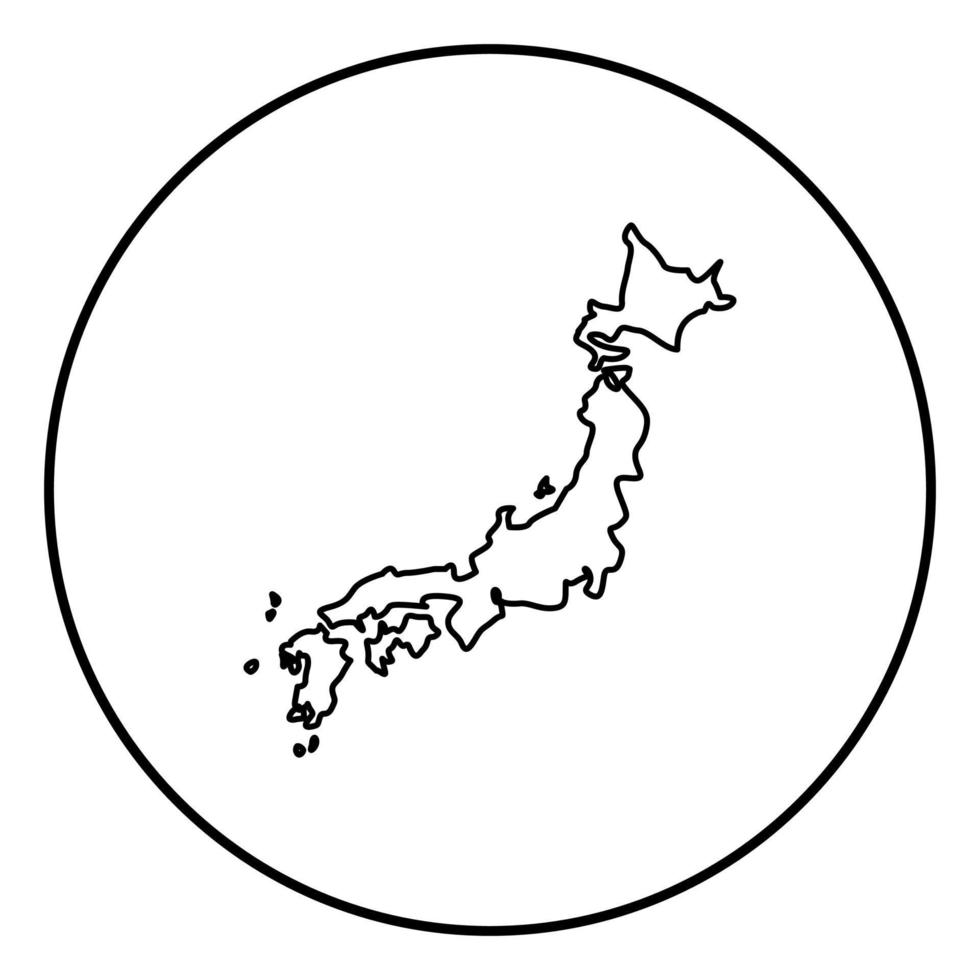 carte du japon icon noir couleur en cercle rond vecteur