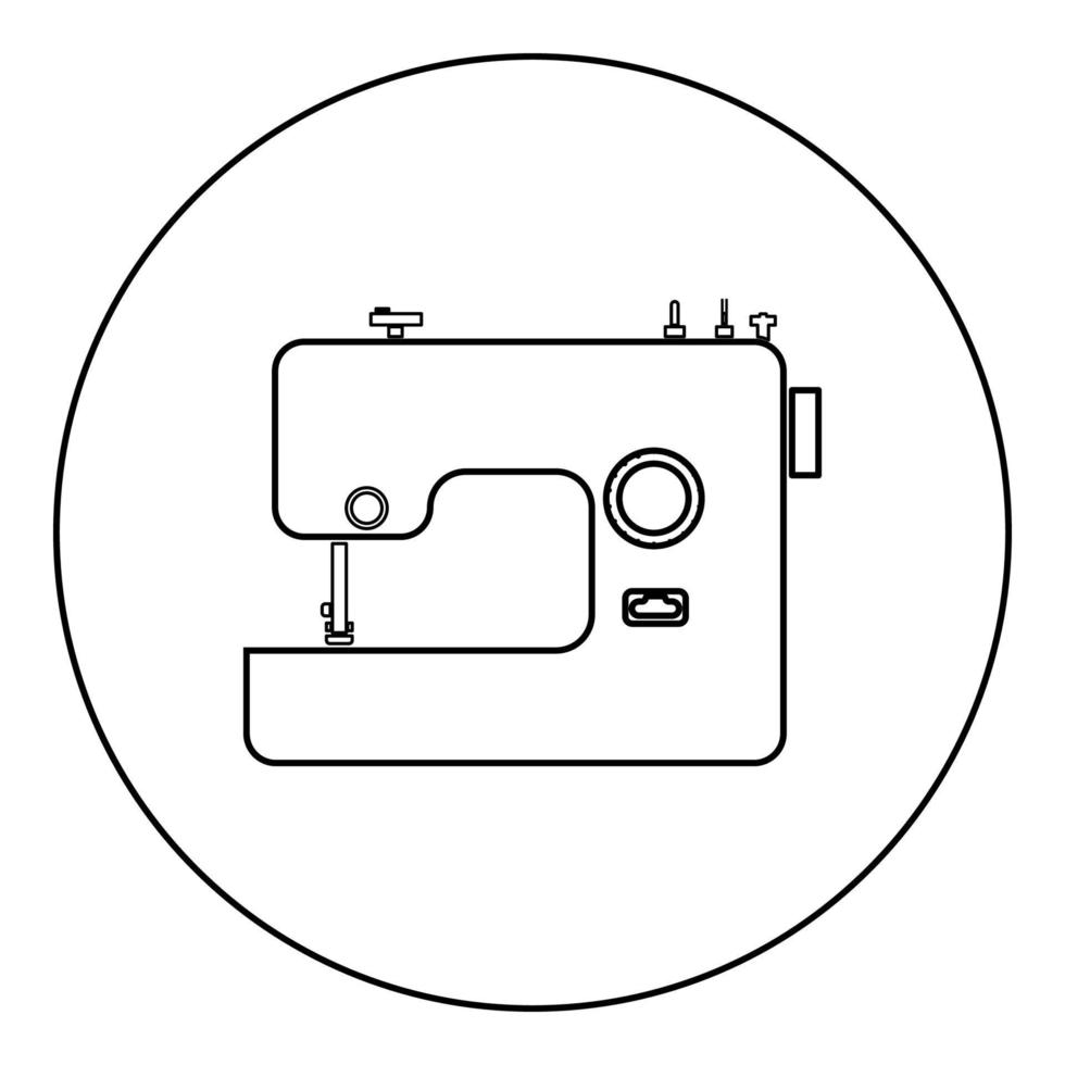 L'icône de la machine à coudre en couleur noire cercle rond vecteur