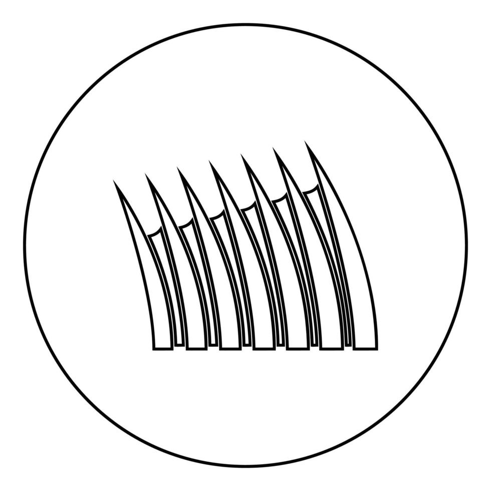 icône de nageoire dorsale pointue en cercle contour rond illustration vectorielle de couleur noire image de style plat vecteur