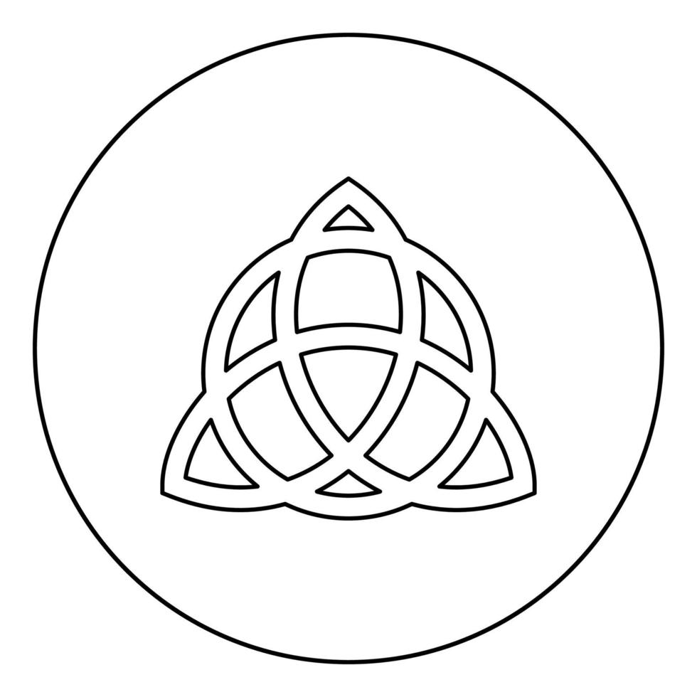 noeud trikvetr avec cercle puissance de trois symbole viking tribal pour tatouage icône noeud trinité en cercle contour rond illustration vectorielle de couleur noire image de style plat vecteur