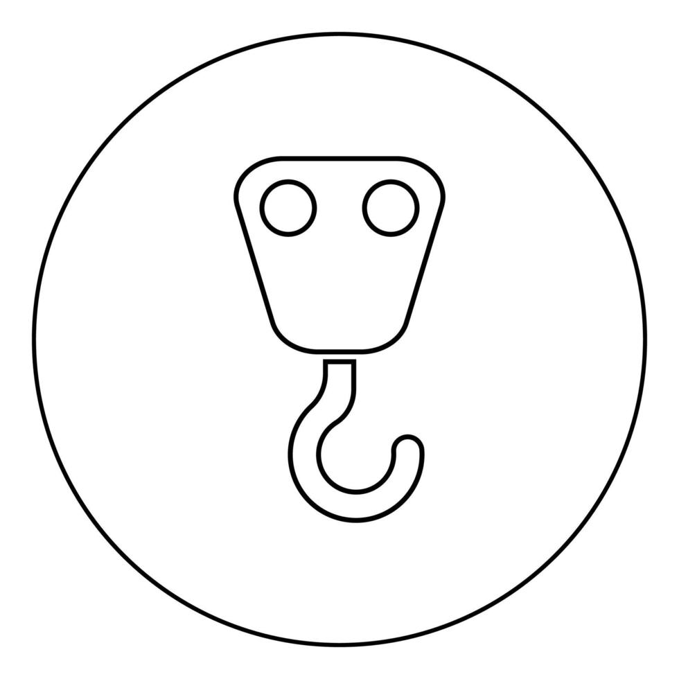 crochet de grue pour la charge de levage industrielle à l'aide de l'icône de concept de fret en cercle contour rond illustration vectorielle de couleur noire image de style plat vecteur