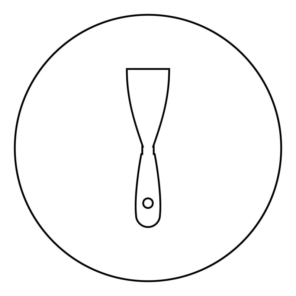 spatule de construction couteau à mastic spackling outil bâtiment constructeur d'instruments à main équipement truelle icône en cercle contour rond illustration vectorielle de couleur noire image de style plat vecteur