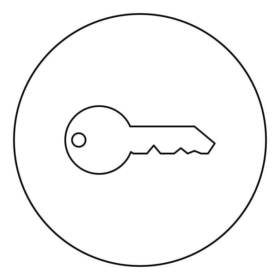 type classique anglais clé pour le concept de serrure de porte icône privée en cercle contour rond illustration vectorielle de couleur noire image de style plat vecteur