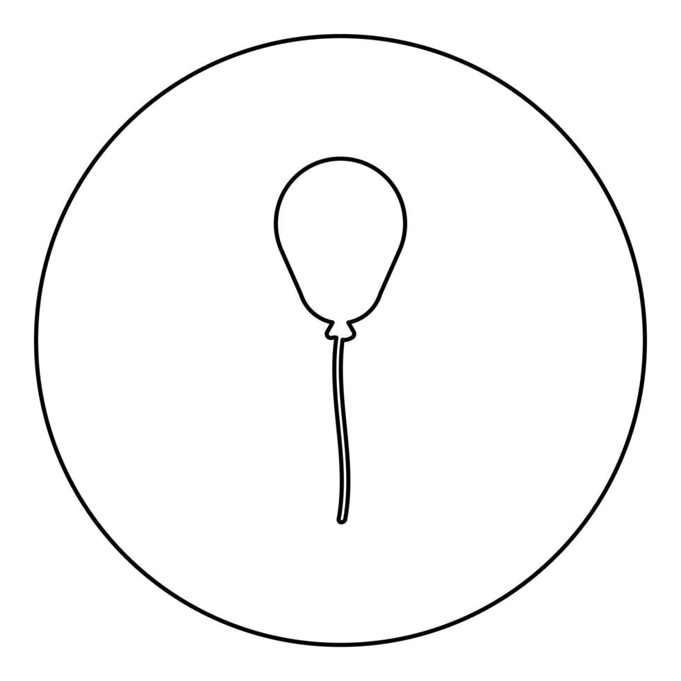 ballon airball avec corde à cordes icône d'hélium gonflable en cercle rond couleur noire illustration vectorielle image contour ligne style mince vecteur