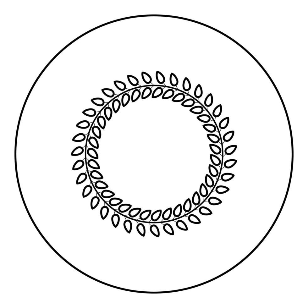 cercle floral couronne de feuilles cadres floraux ronds icône de bordure florale en cercle contour rond illustration vectorielle de couleur noire image de style plat vecteur