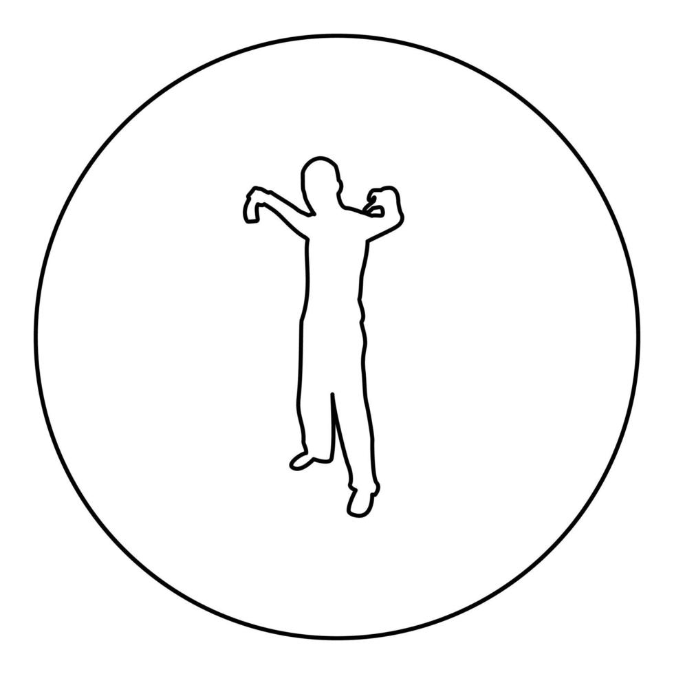 homme, à, épée, machette, froid, armes, dans main, militaire, soldat, militaire, dans positions, chasseur, à, couteau, combat, pose, fort, défenseur, guerrier, concept, armement, stand, silhouette, dans, cercle, rond, noir vecteur