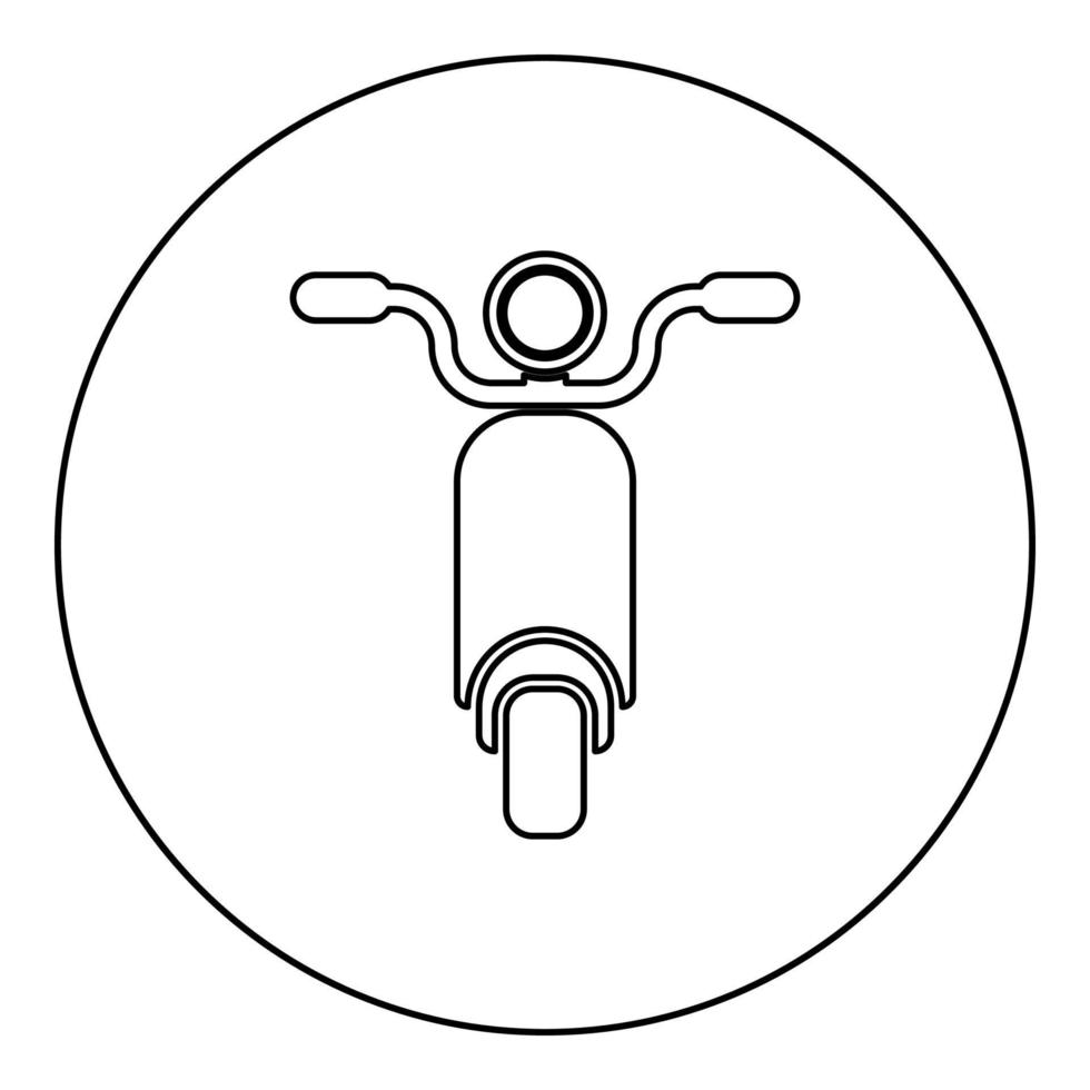 cyclomoteur scooter moto vélo électrique icône en cercle rond illustration vectorielle de couleur noire image de style de contour solide vecteur