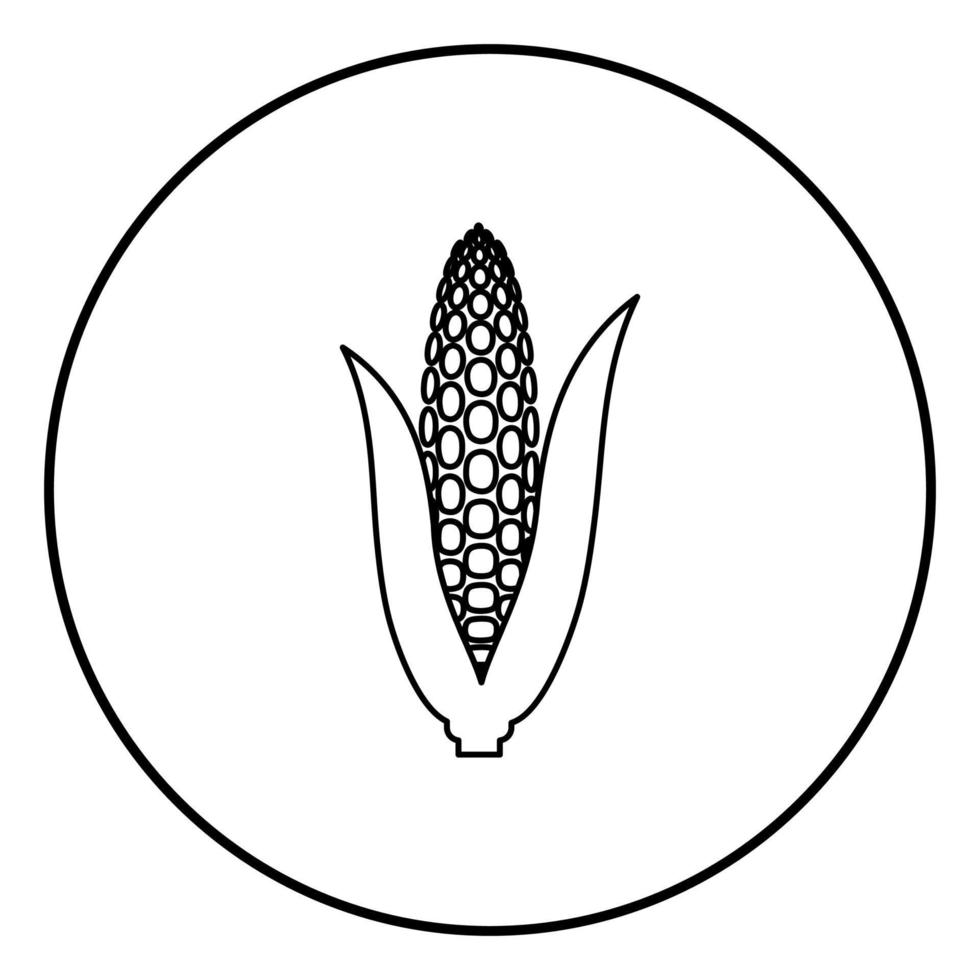 icône de maïs couleur noire en cercle rond vecteur