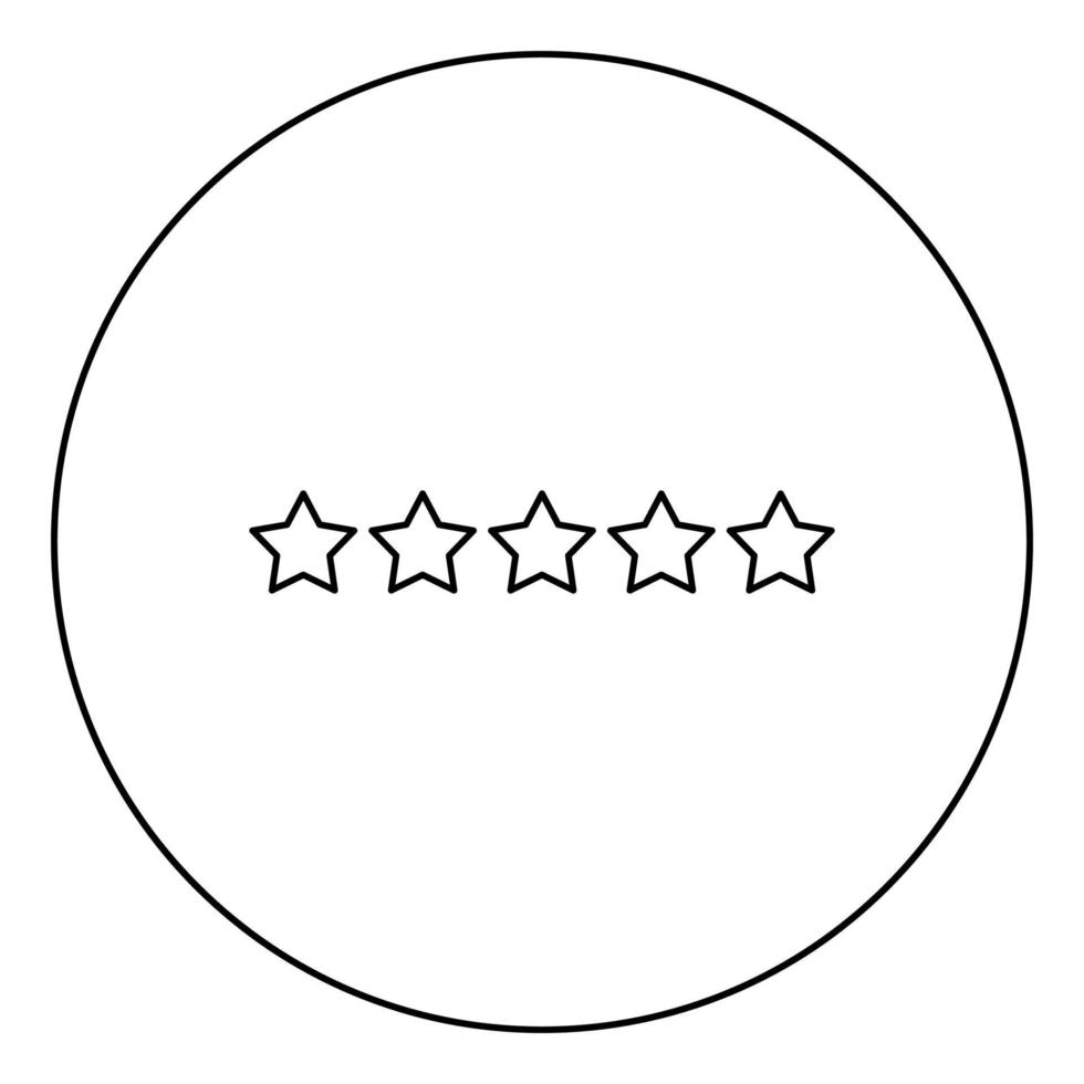 cinq étoiles 5 étoiles icône de concept de notation en cercle contour rond illustration vectorielle de couleur noire image de style plat vecteur