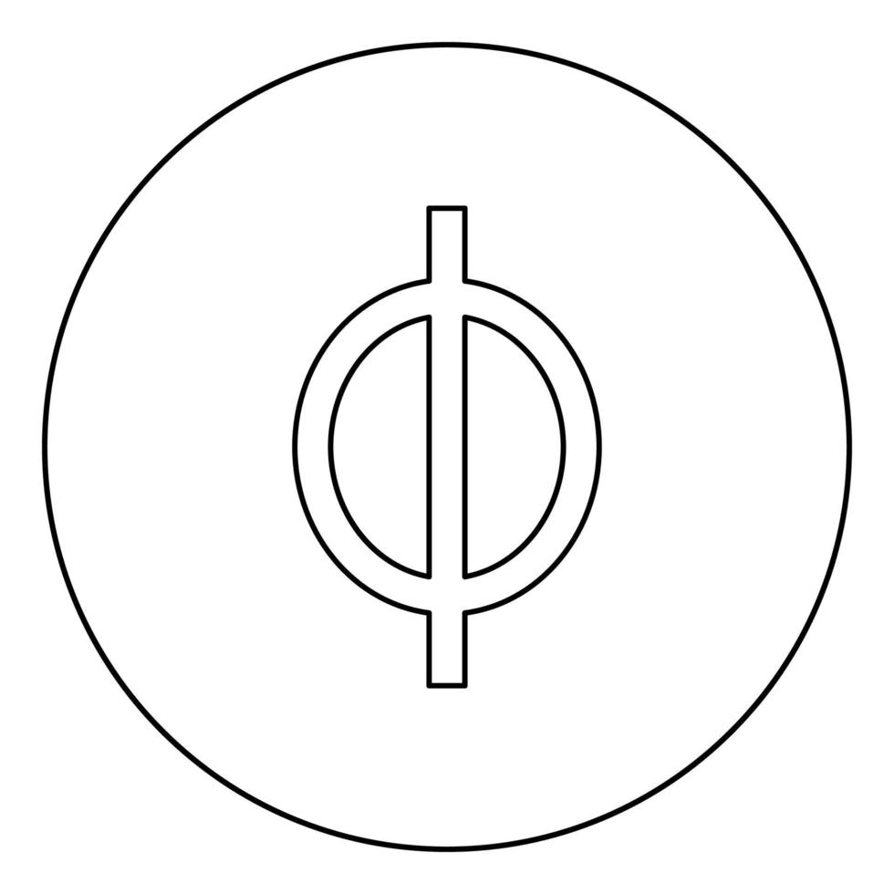 phi symbole grec petite lettre minuscule icône de police en cercle contour rond illustration vectorielle de couleur noire image de style plat vecteur