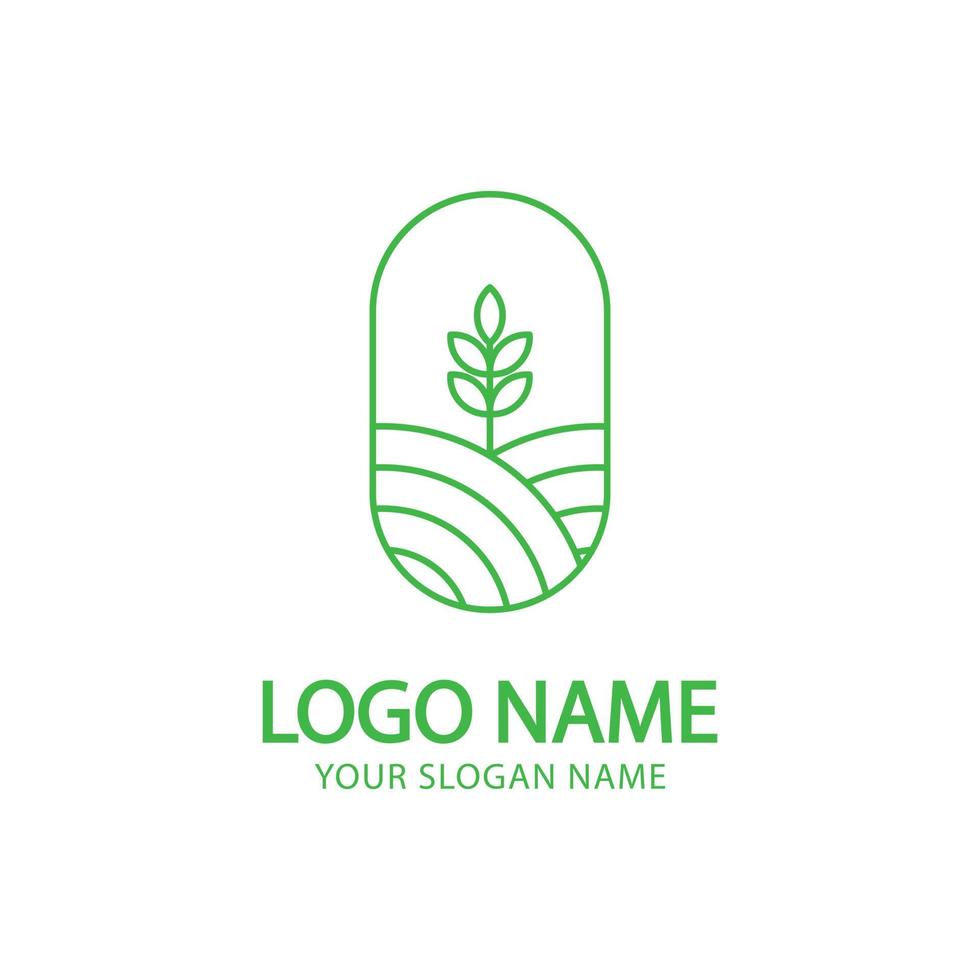 logo vectoriel nature dans un style linéaire. emblème d'entreprise d'icône de ligne de paysage simple, insigne pour le concept de voyage, d'agriculture et d'écologie,