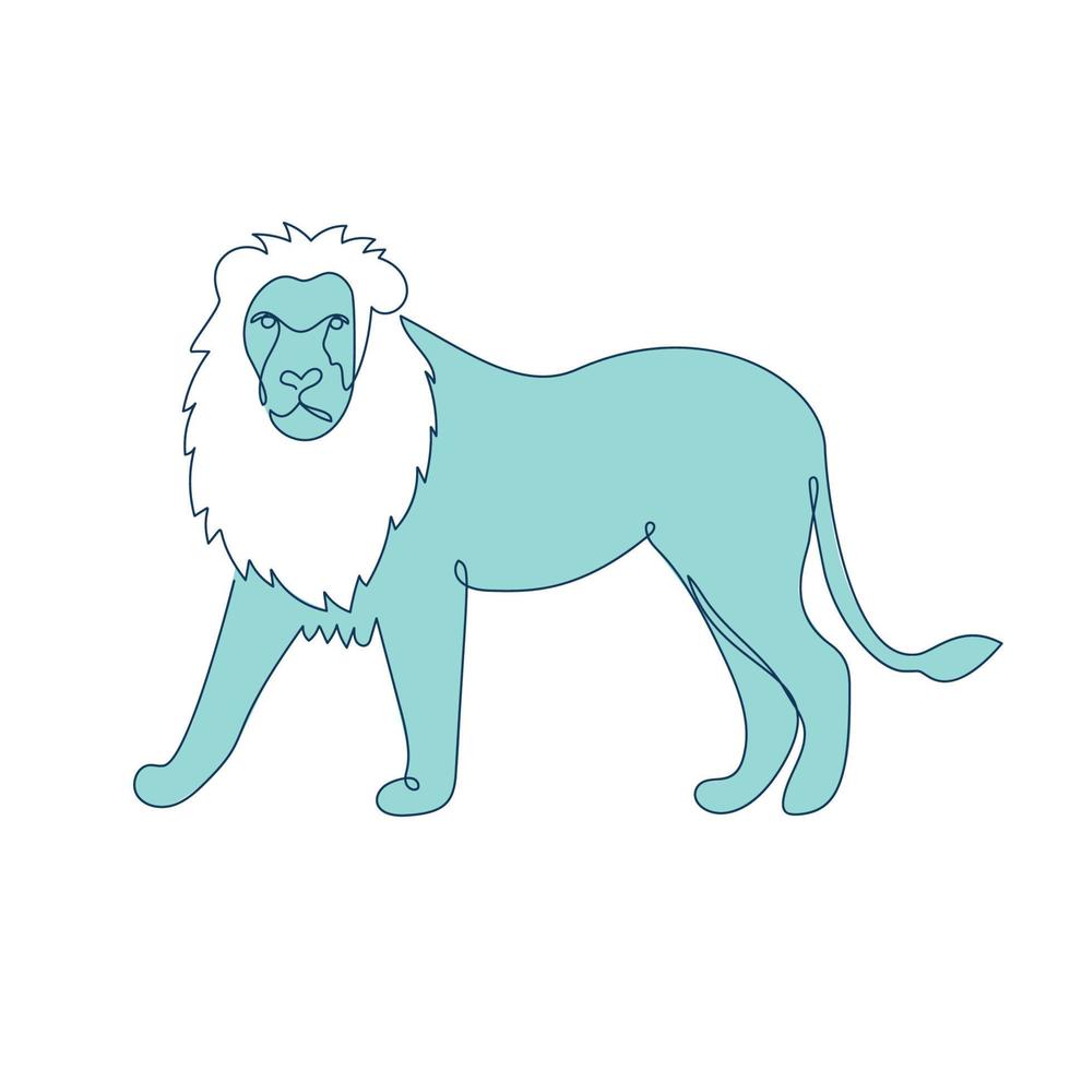 création de logo animal une ligne dessiné main lion vecteur