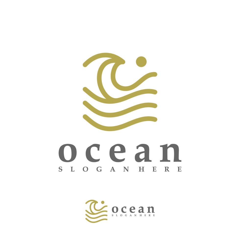 modèle vectoriel de logo de vague d'océan, concepts créatifs de conception de logo de vague d'eau