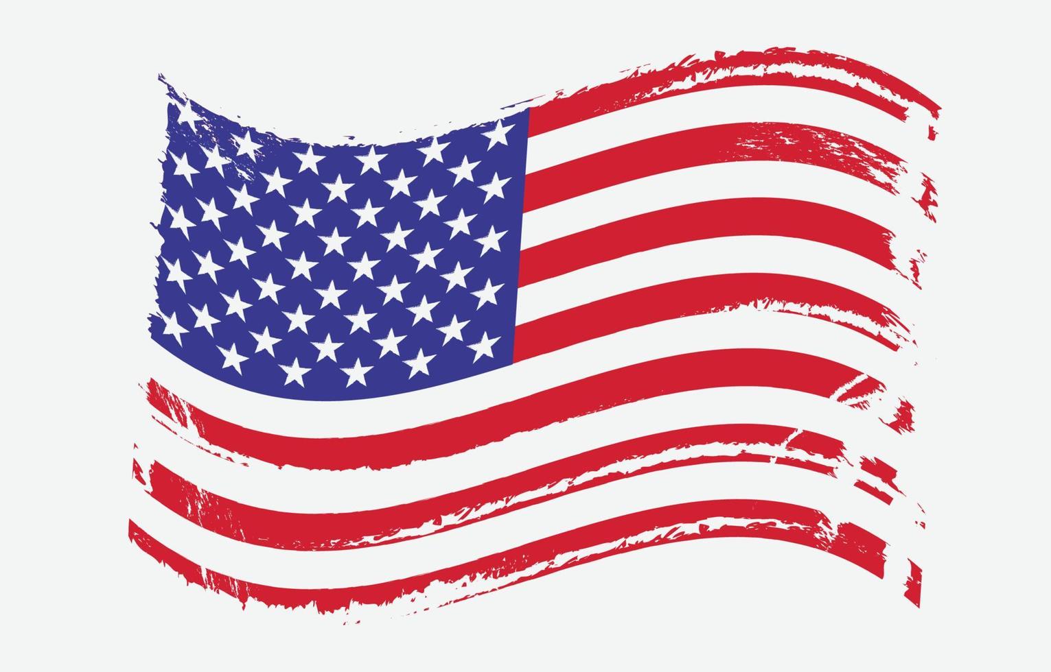 drapeau américain en détresse sur fond blanc vecteur
