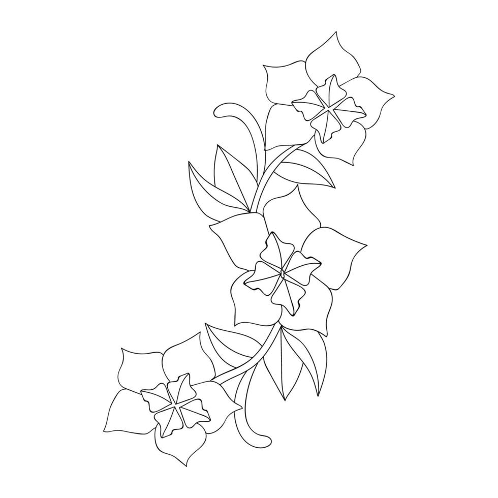 dessin à la main fleur de contour simplicité croquis naturel pour élément clip art vecteur