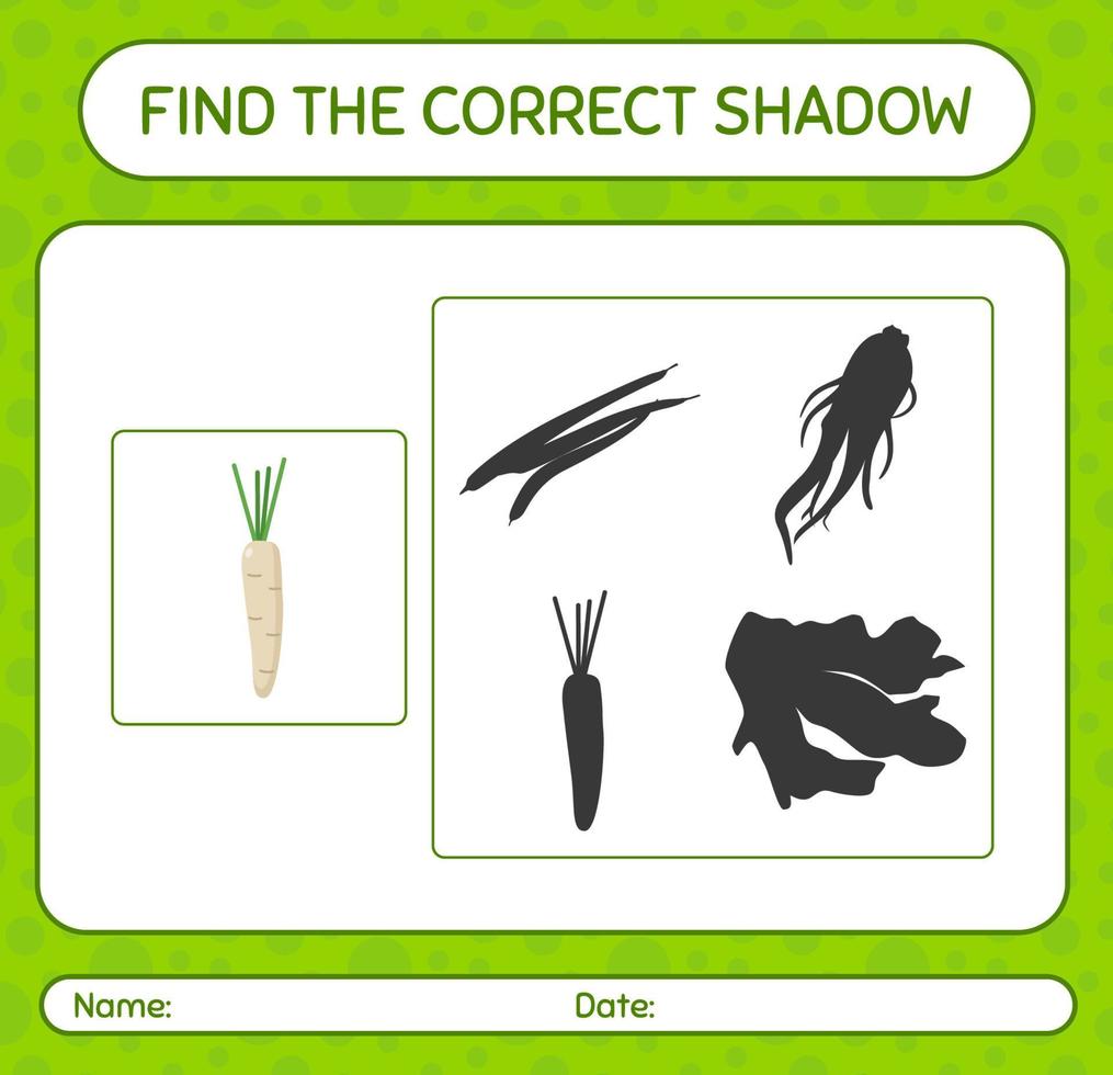 trouver le bon jeu d'ombres avec du persil hambourgeois. feuille de travail pour les enfants d'âge préscolaire, feuille d'activité pour enfants vecteur