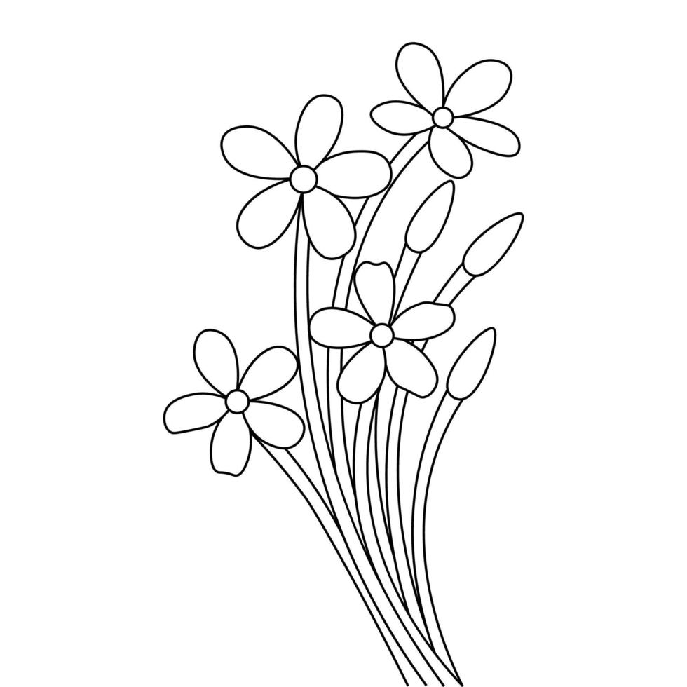 modèle conceptuel de dessin de bourgeon de fleur de fleur pour l'impression de page de coloriage vecteur