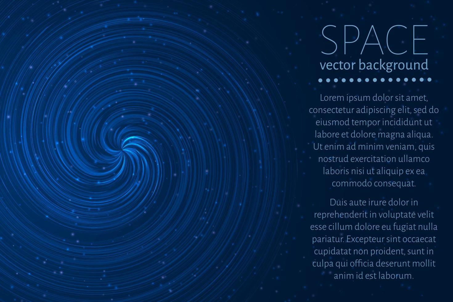 fond d'espace ondulé bleu foncé. bannière cosmique en spirale rougeoyante avec exemple de texte. illustration vectorielle futuriste. modèle de conception facile à modifier. vecteur