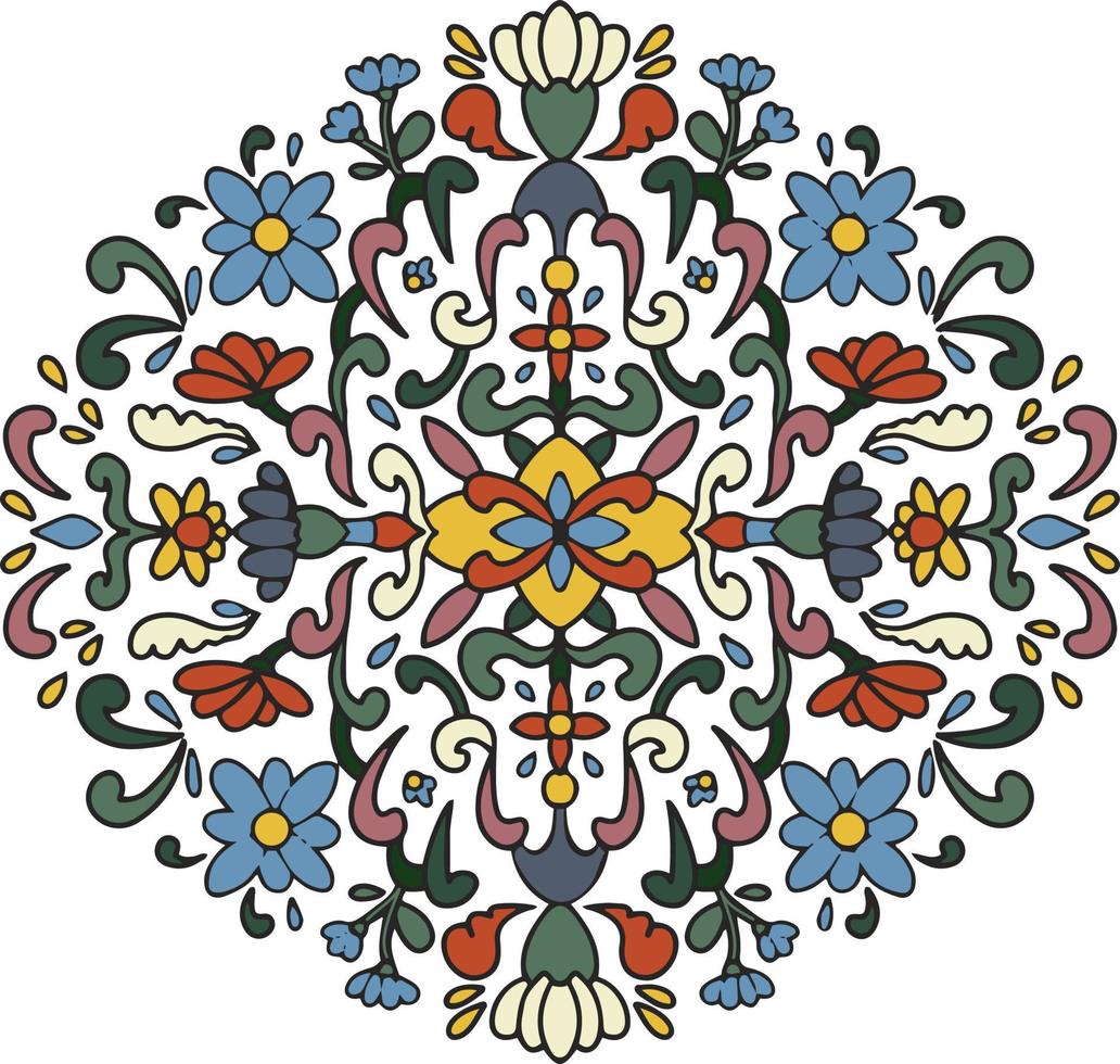 vecteur, dessiné à la main, dessin au trait. fleurs, branches et feuilles en composition botanique. ornementation naturelle végétale. mandala. diverses formes et lignes abstraites vecteur