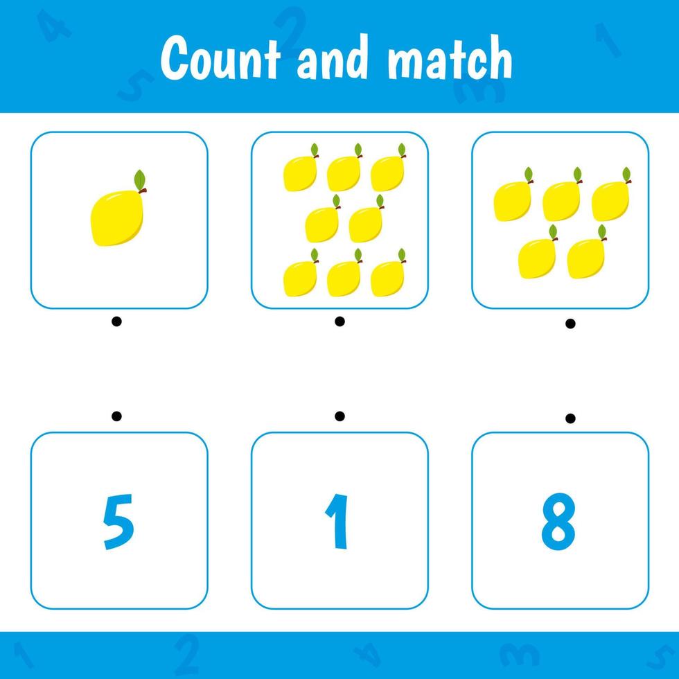 compter et faire correspondre. jeu d'activités mathématiques pour les enfants vecteur